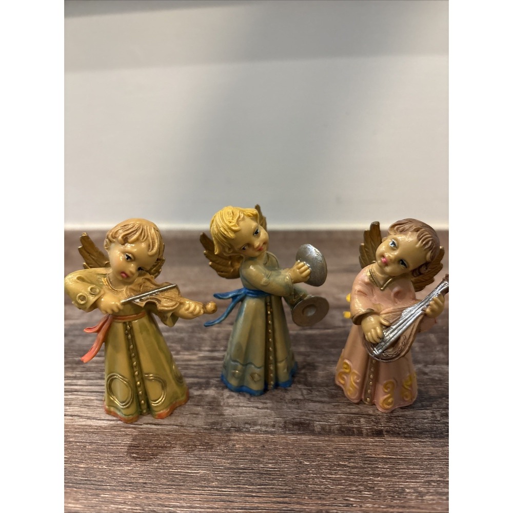 Lot Of 3 Hard Plastic Angels Made In Italy